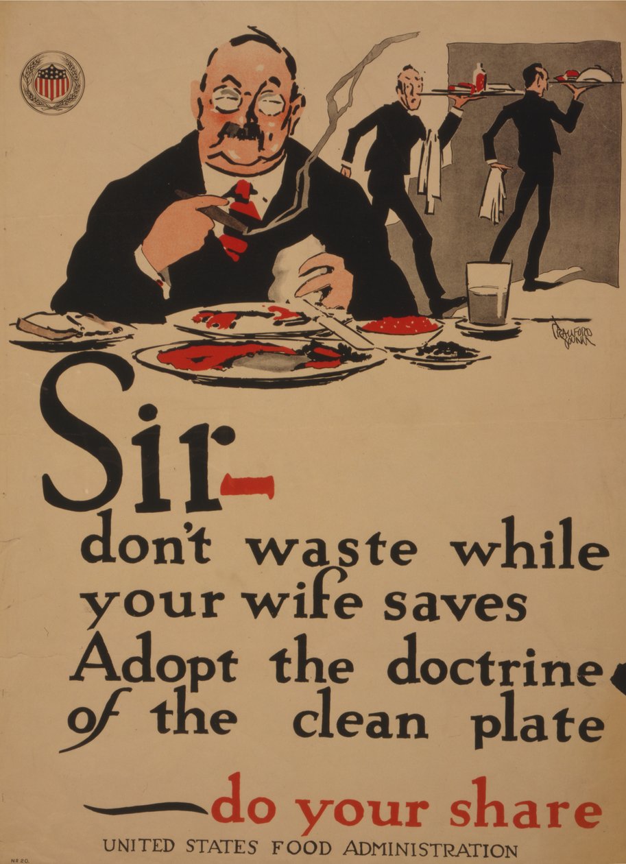 Sir ikke kast bort mens din kone sparer, vedta læren om den rene tallerken, gjør din del av William Young Crawford