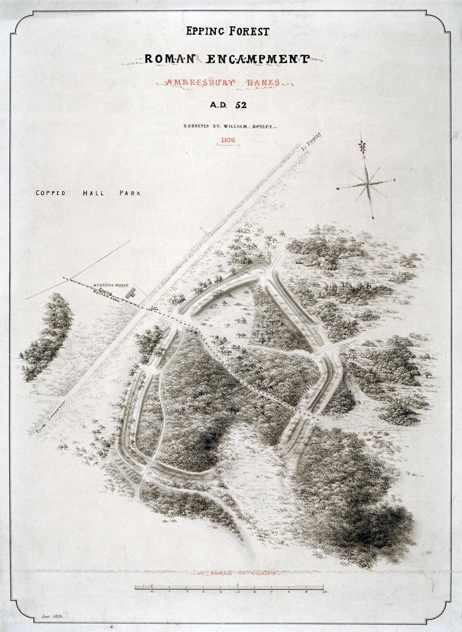 Romersk leir i Epping Forest, Essex, 1876 av William d