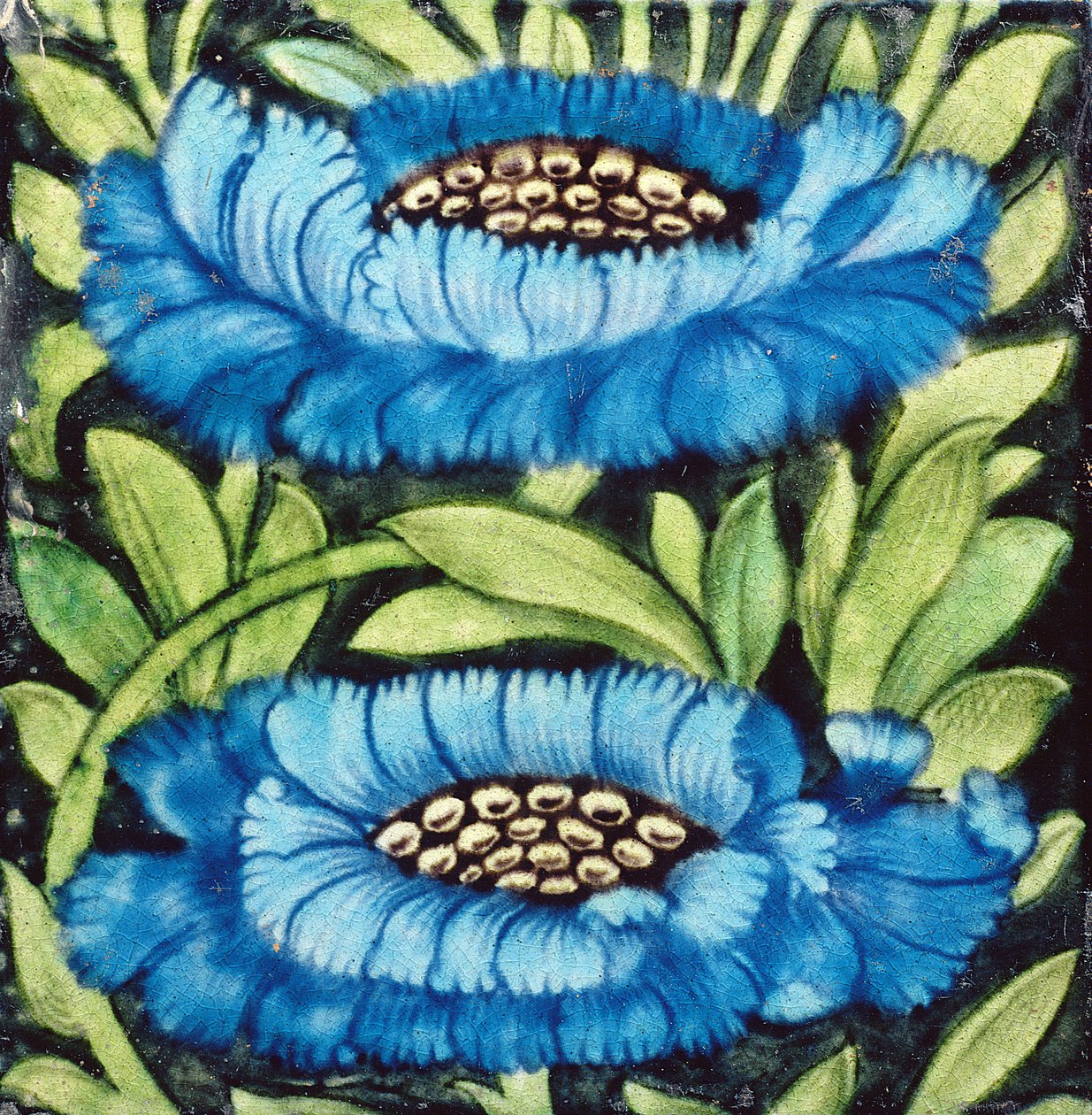 Fliser med blomsterdesign (keramikk) av William de Morgan