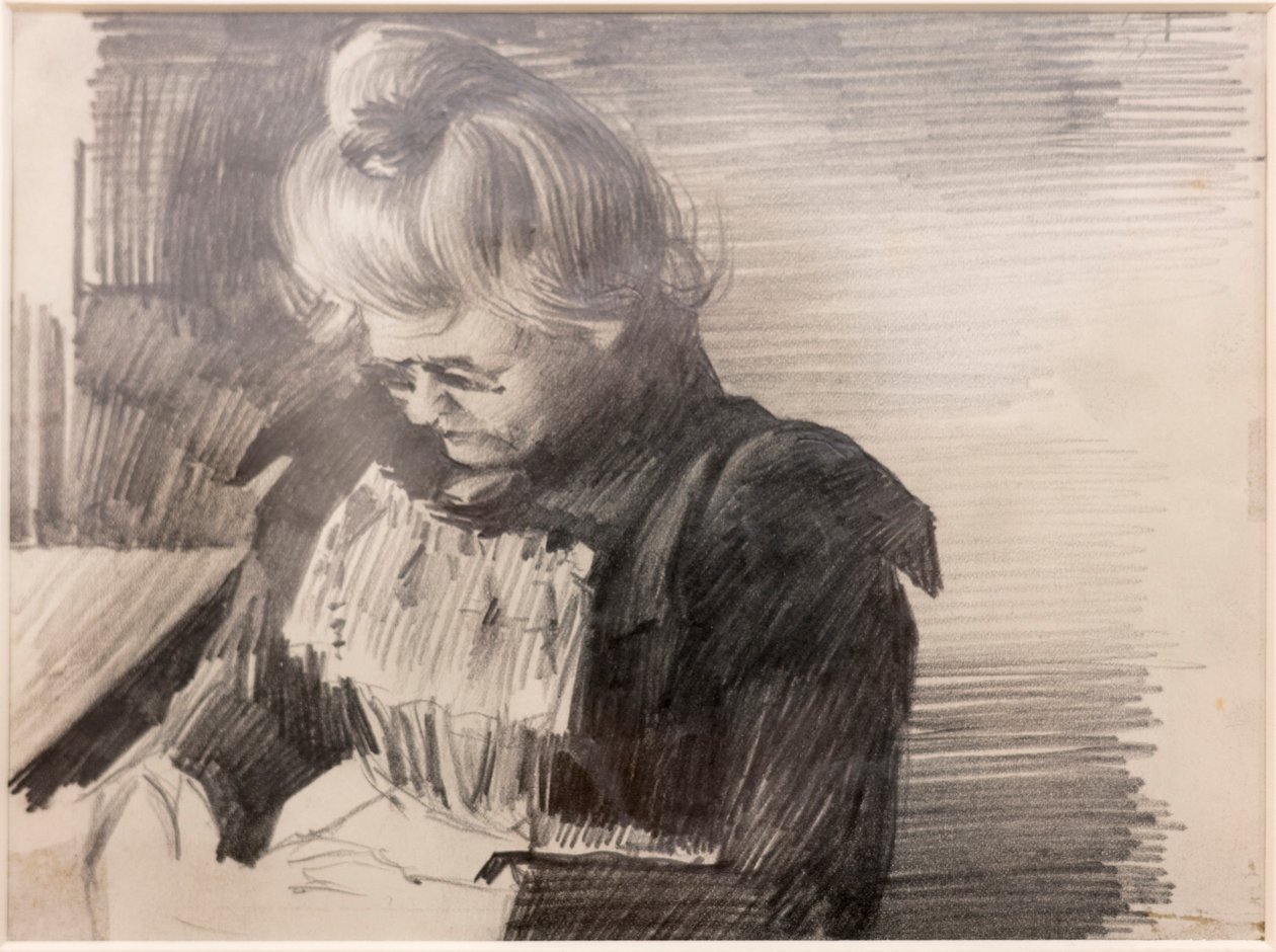 A Woman sewing (Femme cousant) (Blyant på papir) av William van Strydonck