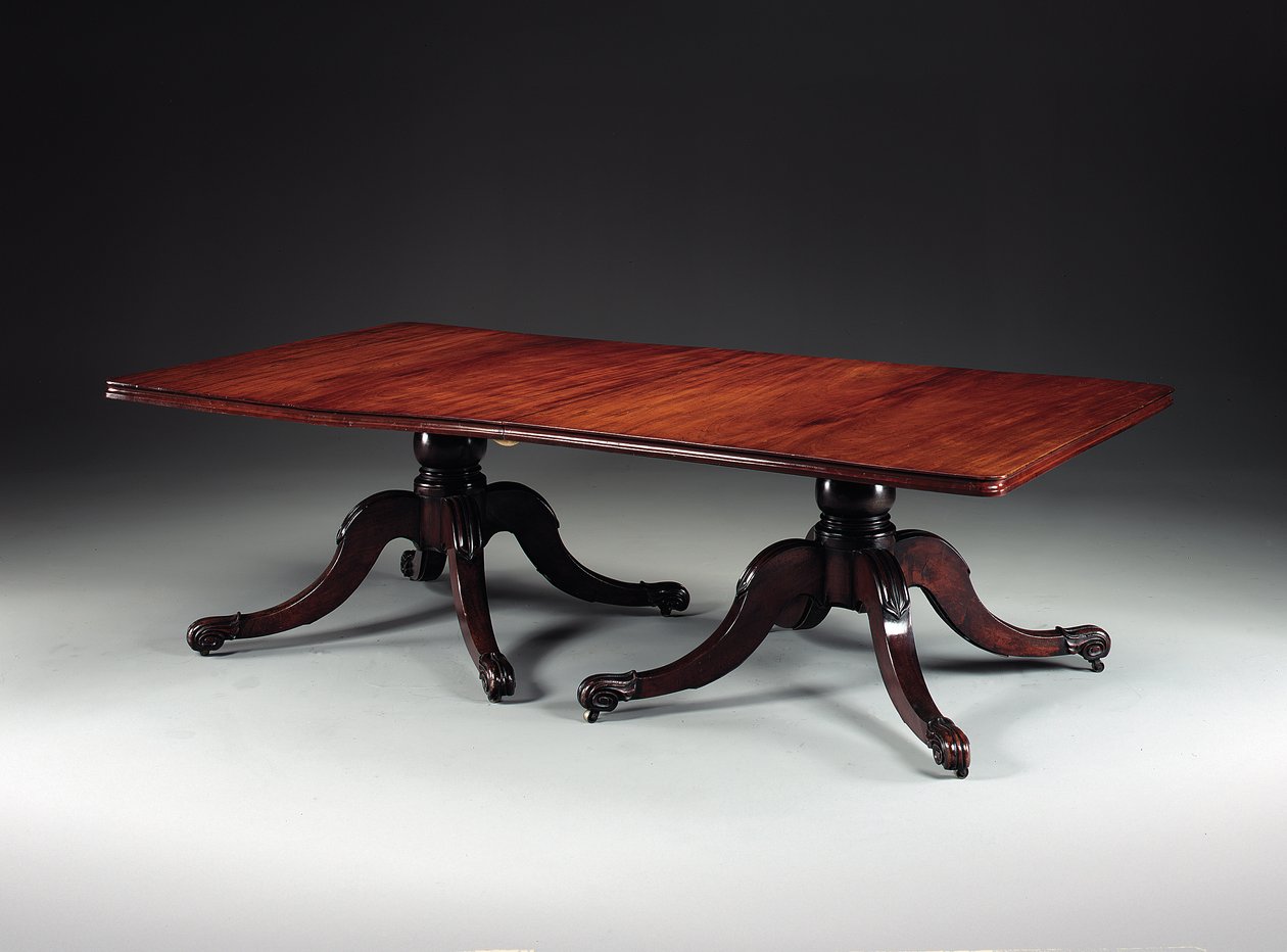 Irsk George IV spisebord med to pidestaller, ca. 1825 (mahogni) av Williams and Gibton (attr. to) Mack
