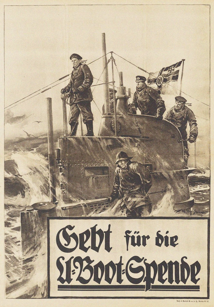 Gi til ubåtdonasjonen. Plakat, 1917 av Willy Stöwer