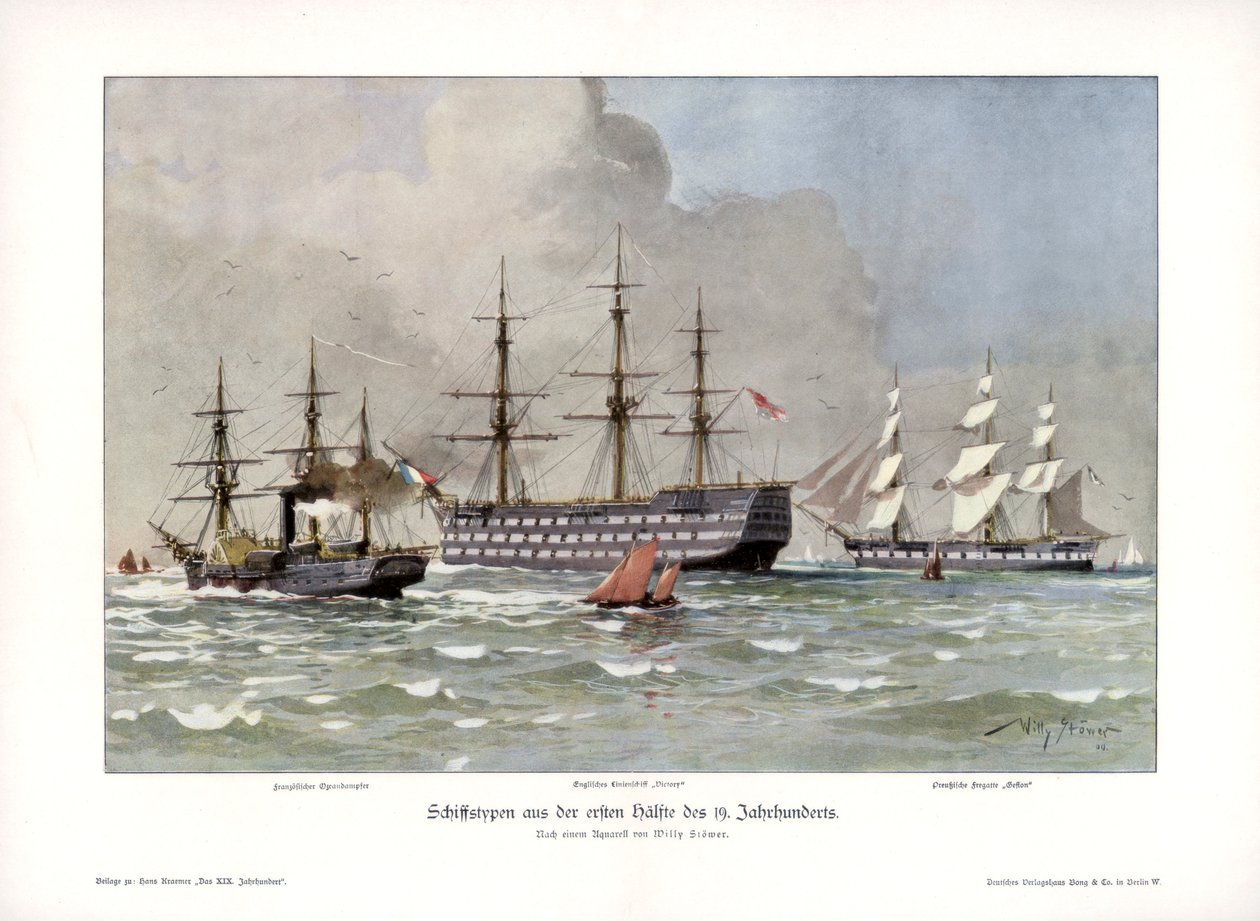Skipstyper fra første halvdel av 1800-tallet, 1900. av Willy Stöwer