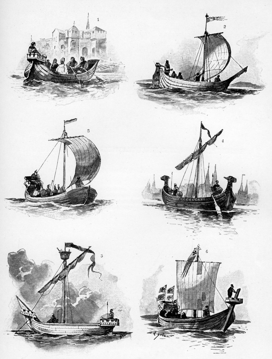 Skip fra Hanseatic League på 1300- og 1400-tallet, 1903. av Willy Stöwer