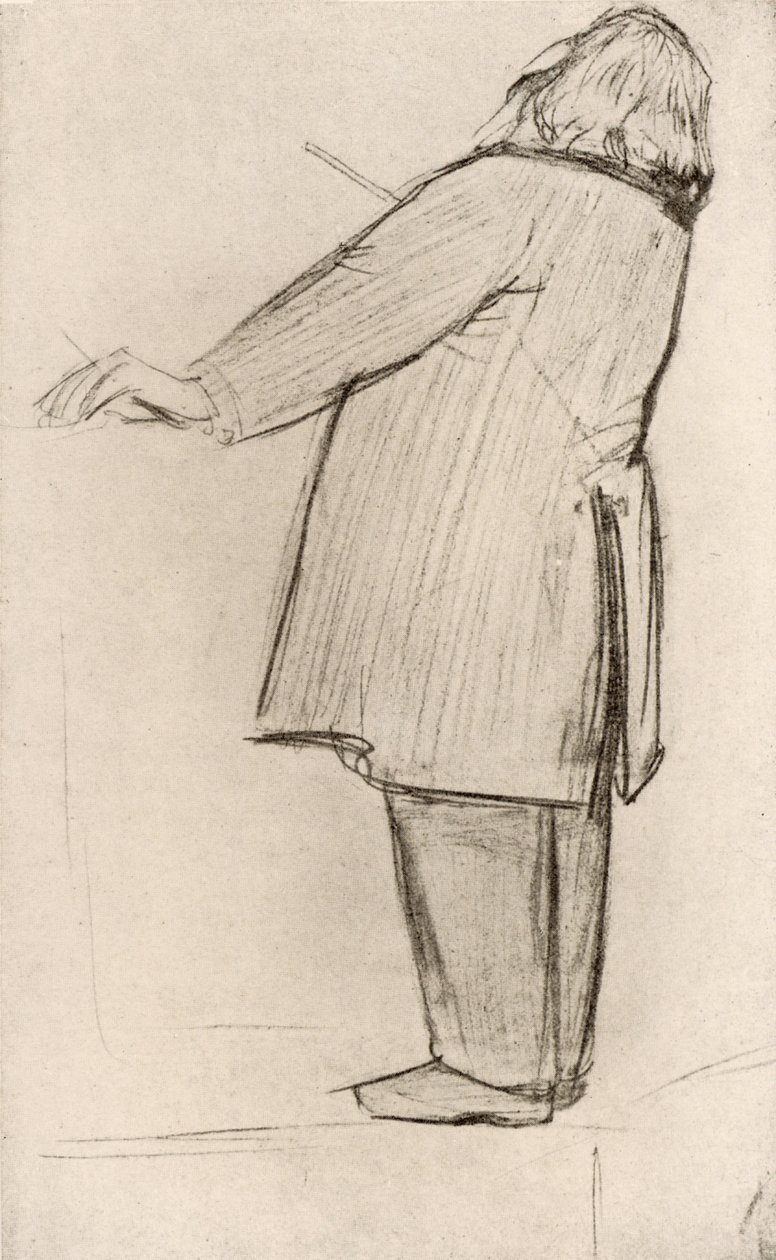 Johannes Brahms (1833-1897) tysk komponist, dirigering (tegning) av Willy von Beckerath