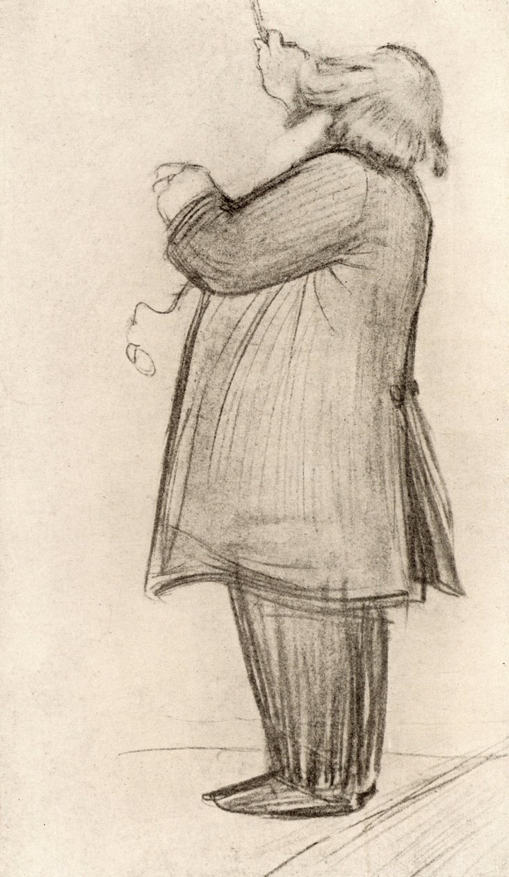Johannes Brahms (1833-1897) tysk komponist, dirigering (tegning) av Willy von Beckerath