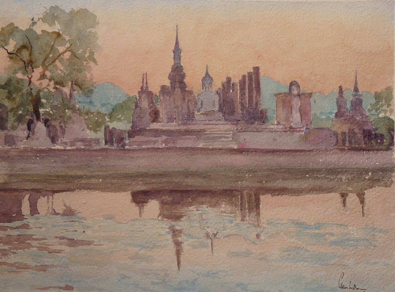 871 Sunset, Wat Maharath, Sukhotai av Wilson Clive