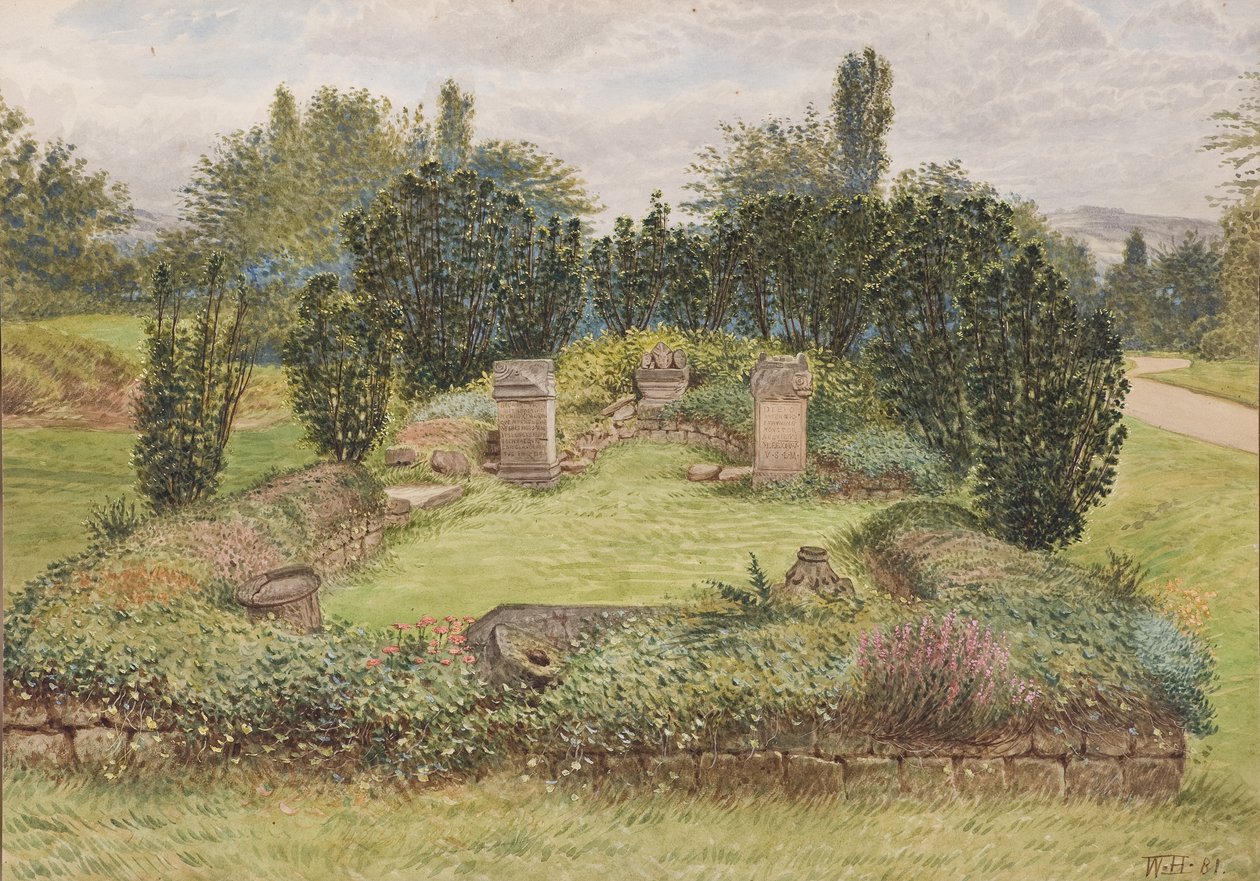 Temple of Antenociticus, Benwell (gouache og wc på papir) av Wilson Hepple