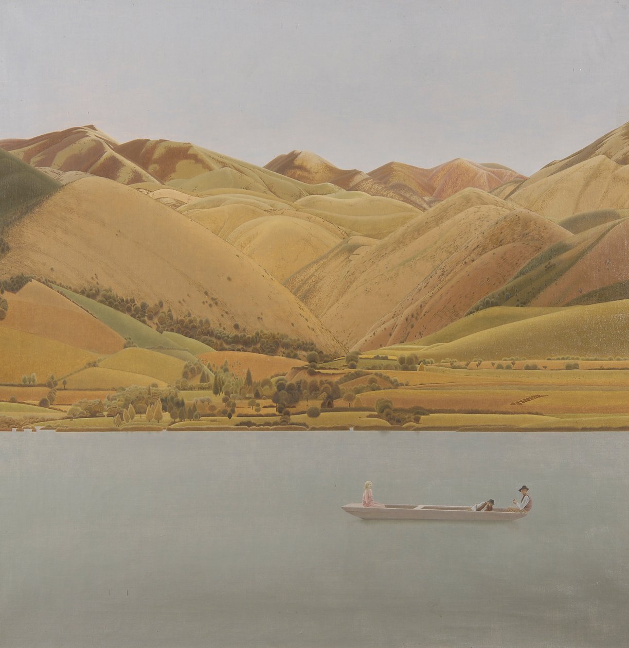 Edge of Abruzzi: Båt med tre personer på en innsjø av Winifred Knights