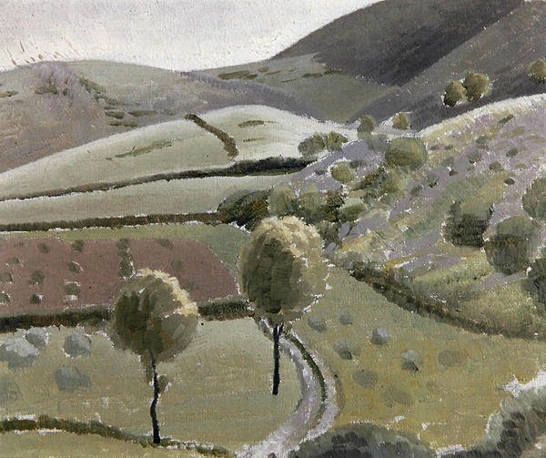 Italiensk landskap nær Lago di Piediluco, ca. 1920-23 (olje på lerretstavle) av Winifred Knights