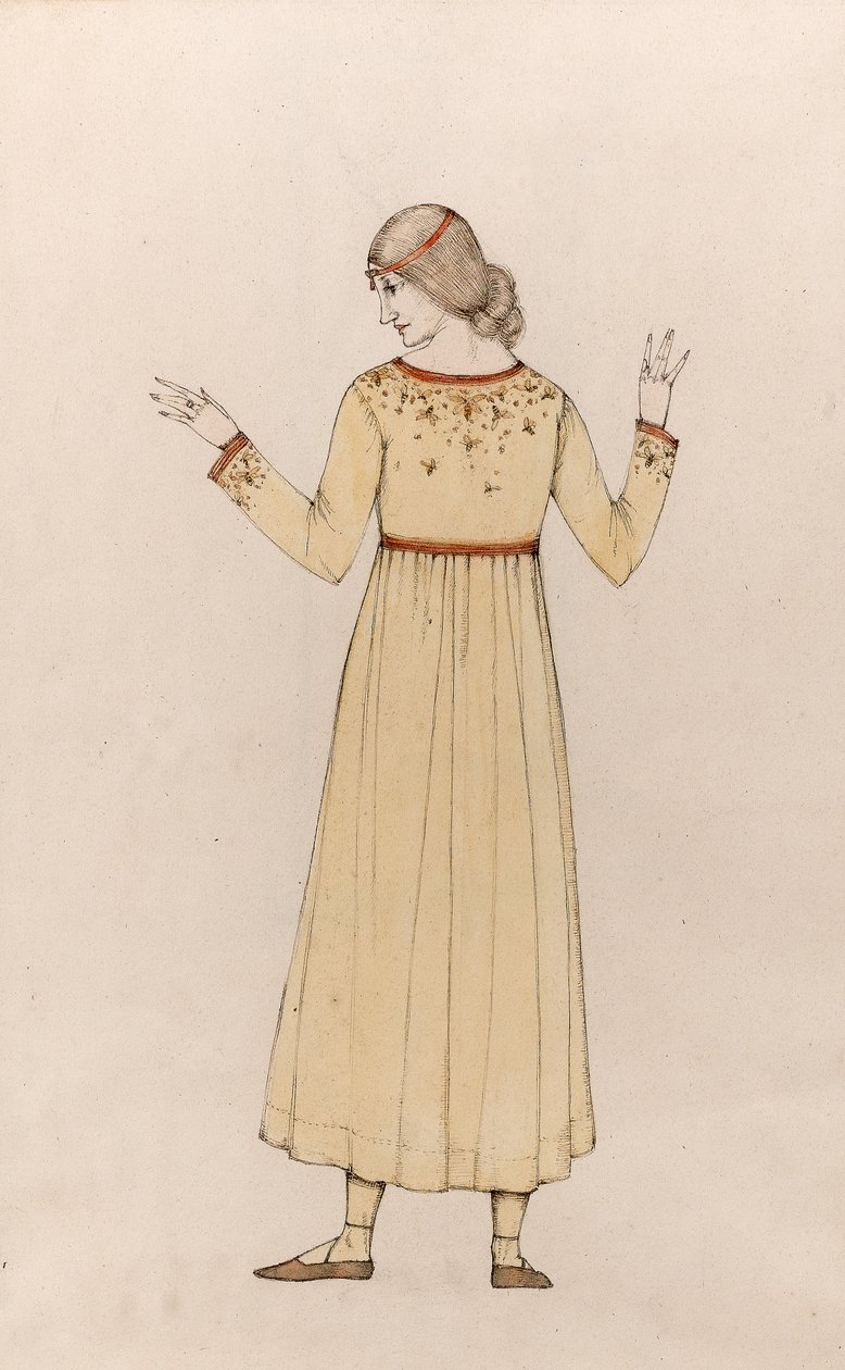 Selvportrett (penn og blekk med vask på papir) av Winifred Knights