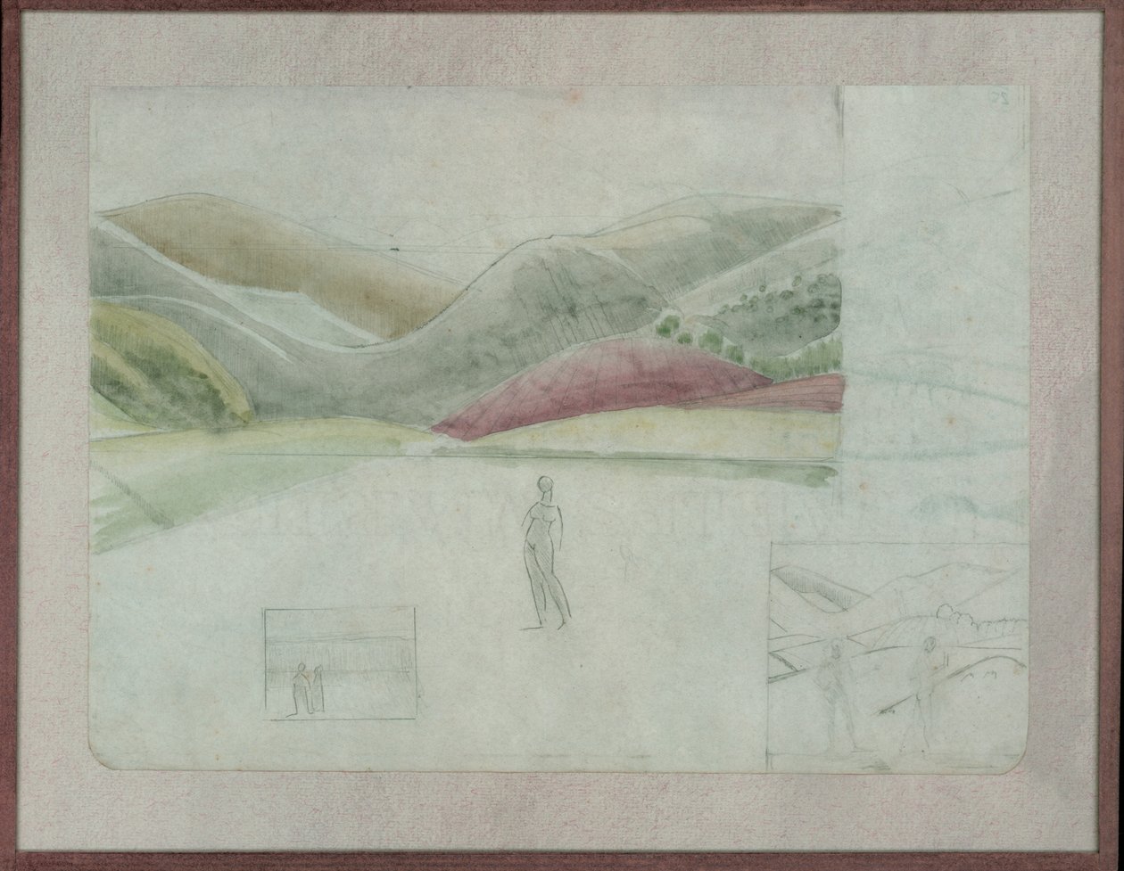 Studie for Santissima Trinita, ca. 1924 (blyant og akvarell på papir) av Winifred Knights
