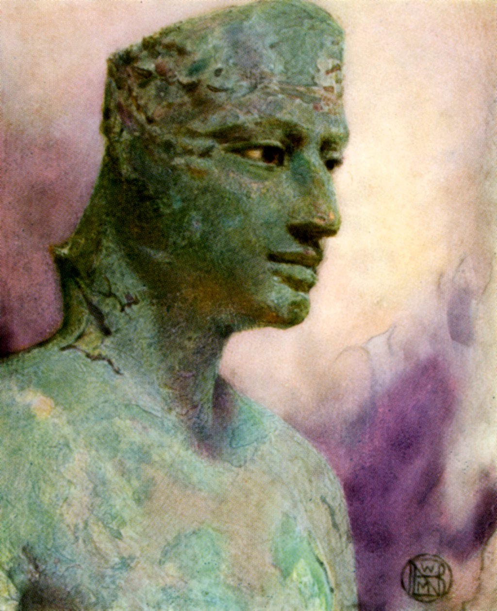 Hodet for en bronsestatue av Pepy I, gammel egyptisk farao, 24.-23. århundre f.Kr. 1926. av Winifred Mabel Brunton