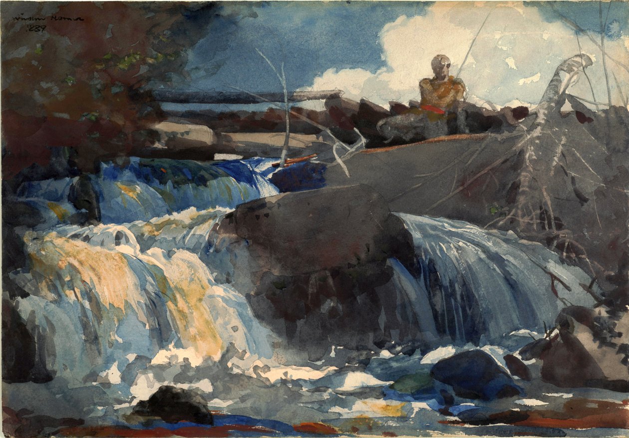 Casting in the Falls av Winslow Homer