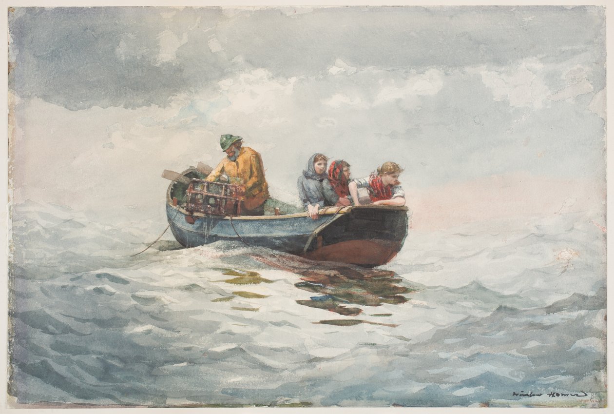 Krabbefiske (wc over grafitt på papir) av Winslow Homer