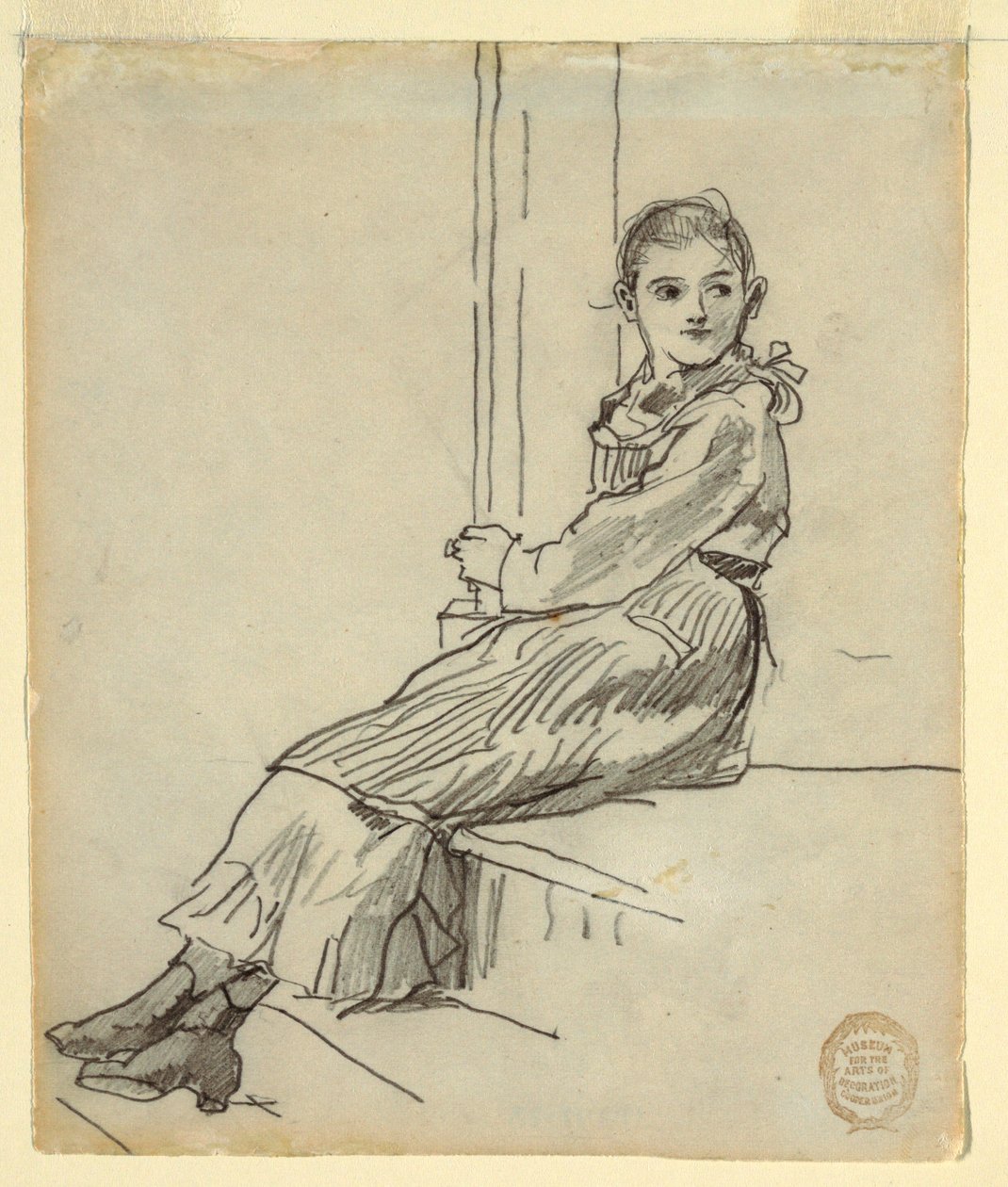 Jente satt på et verandastrinn av Winslow Homer