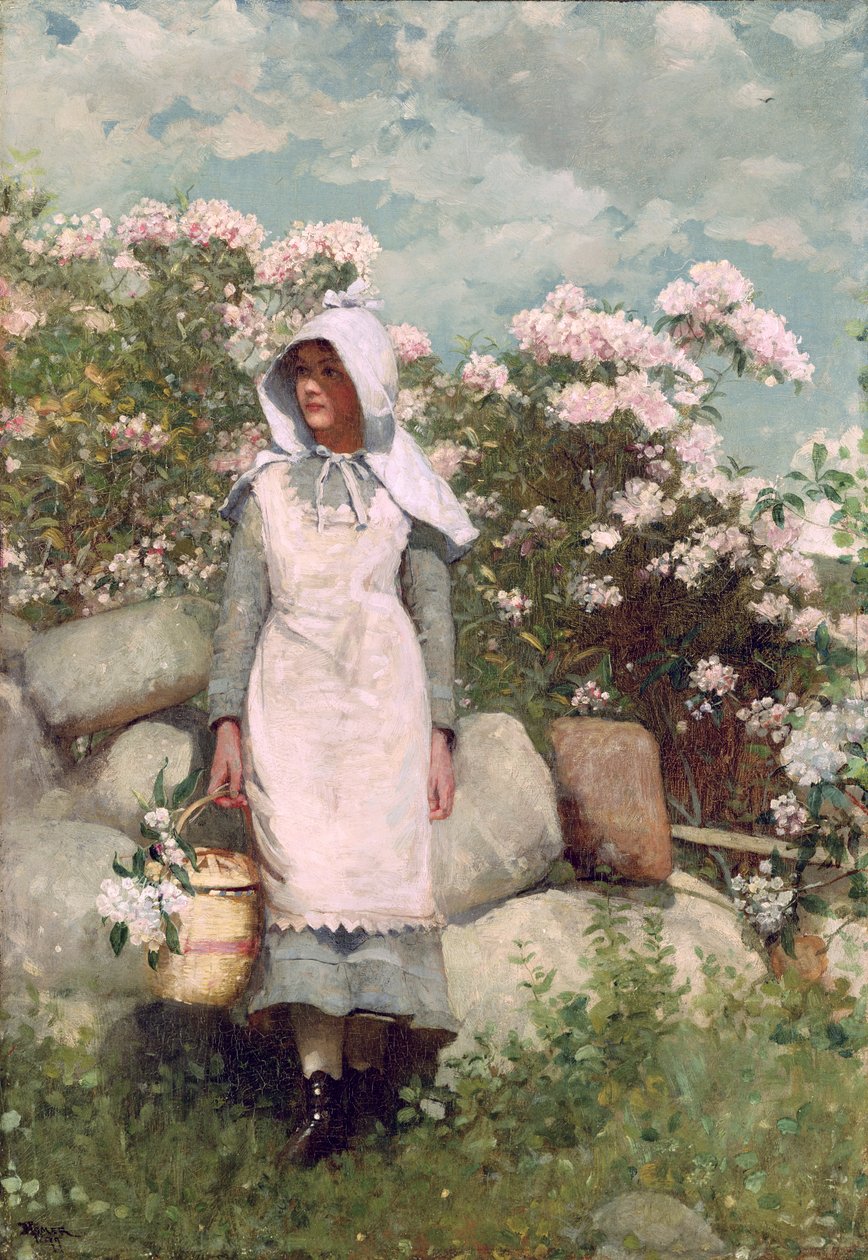 Jente og laurbær, 1879 av Winslow Homer