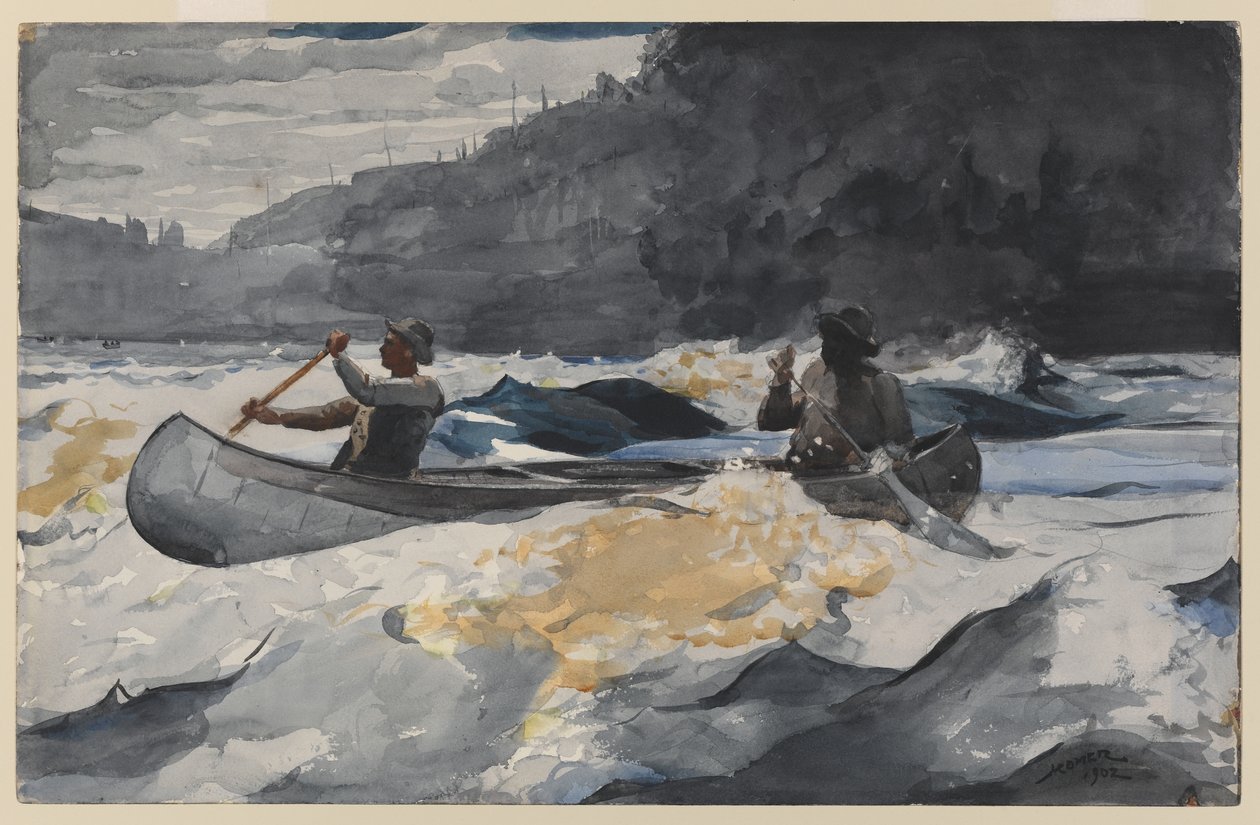 Shooting the Rapids, 1902 (wc over blyant på papir) av Winslow Homer