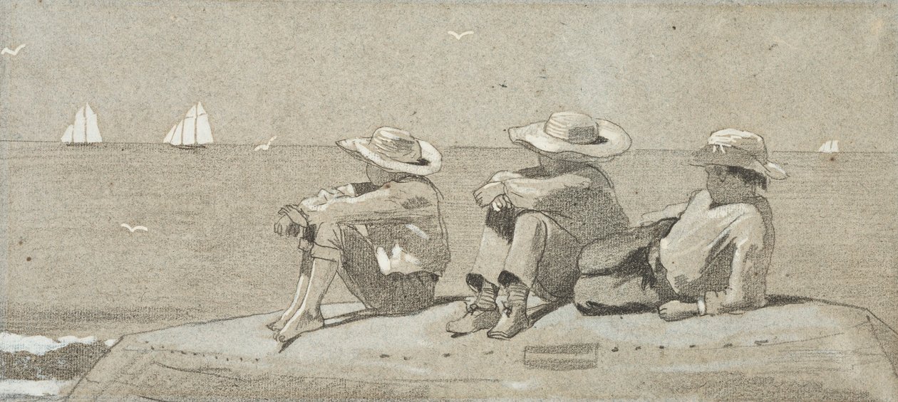 Three Boys on a Beached Dory av Winslow Homer