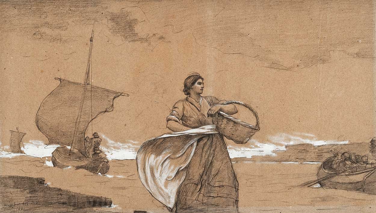 Windy Day, Cullercoats av Winslow Homer