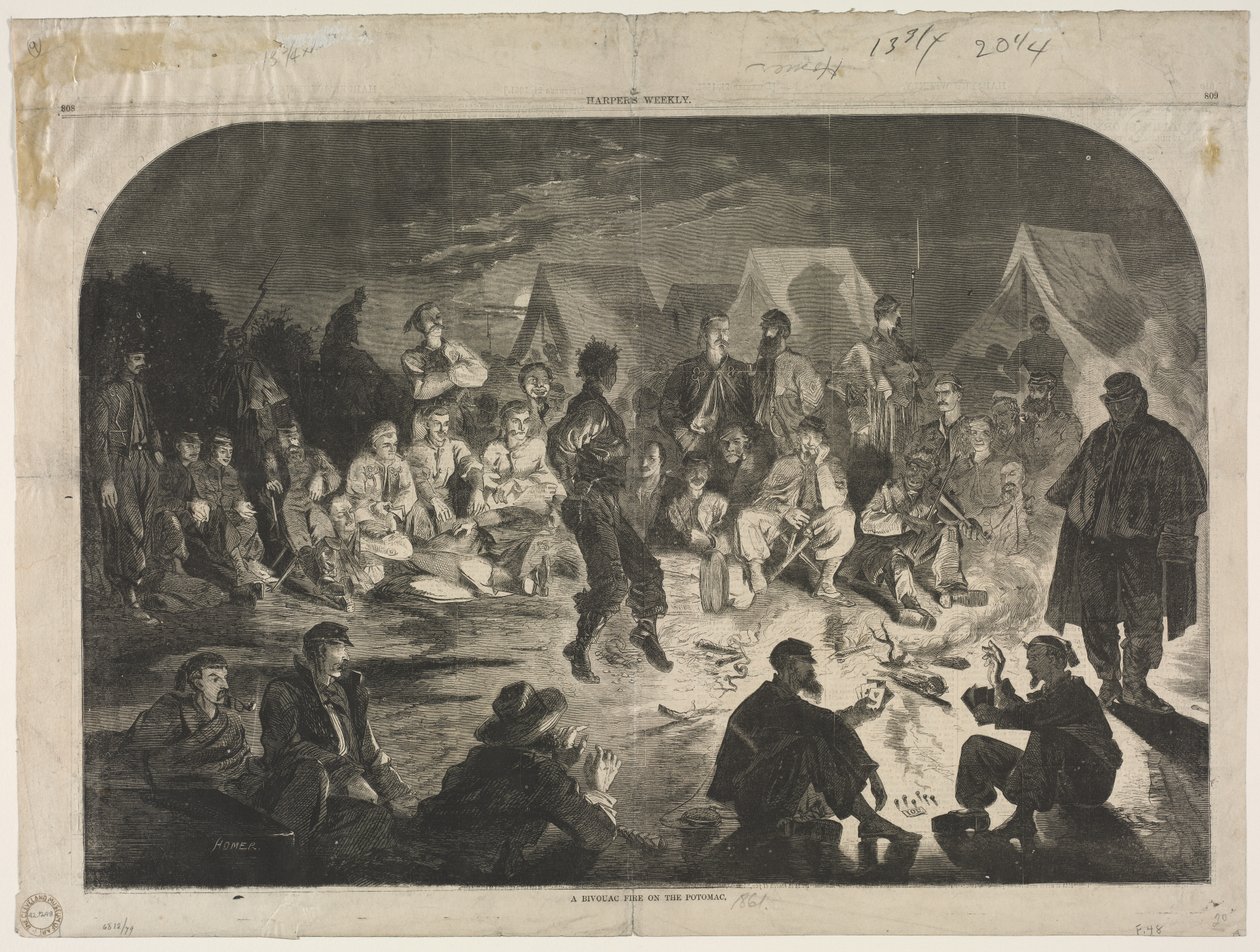 En bivuakkbøte på Potomac, 1861. av Winslow Homer
