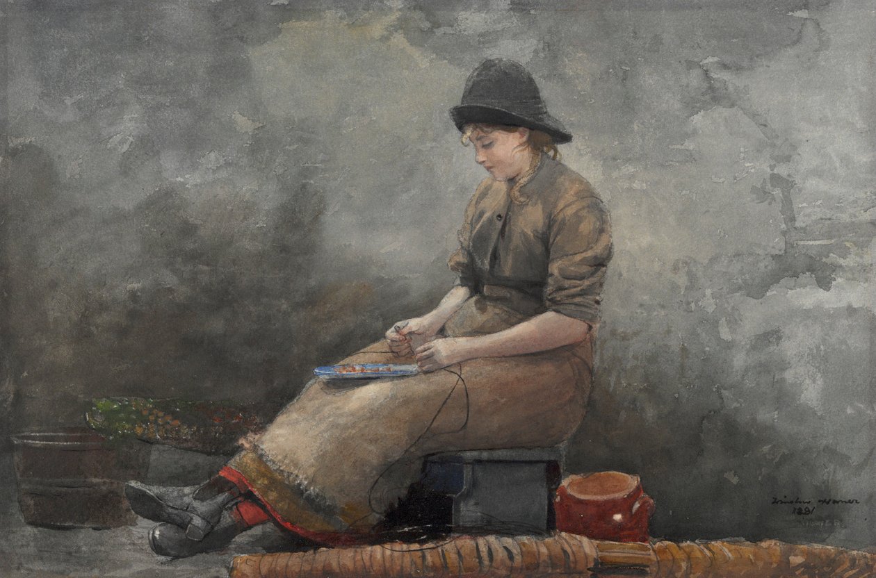 En Fishergirl agnliner av Winslow Homer