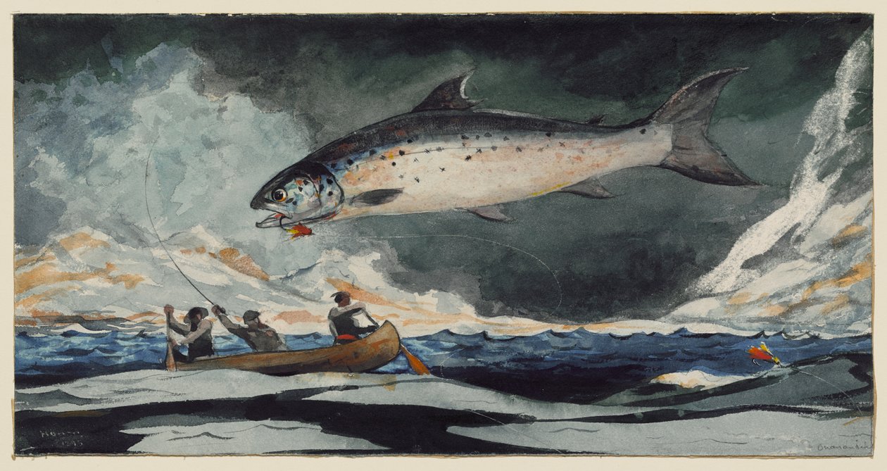 Et godt fiskested, Saguenay-elven av Winslow Homer