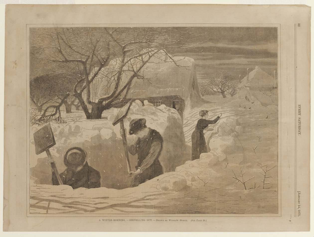 En vintermorgen med snømåking av Winslow Homer