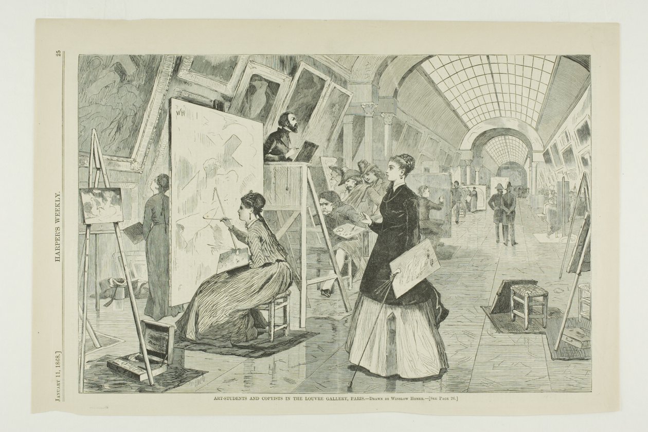 Kunststudenter og kopister i Louvre-galleriet i Paris av Winslow Homer