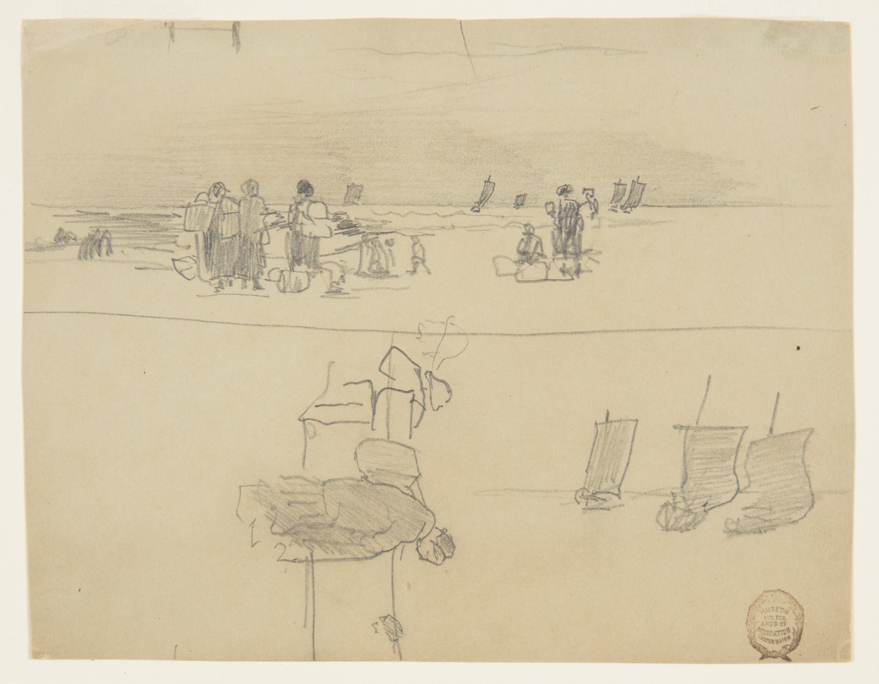 Strandscene med kvinner som bærer kurver, Cullercoats, England av Winslow Homer