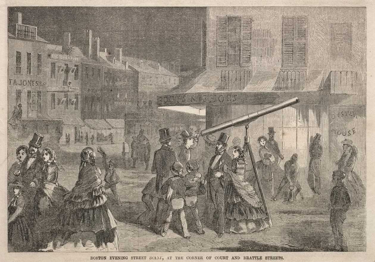 Boston Evening Street Scene, ved Corner of Court and Brattle Streets, 1857. av Winslow Homer