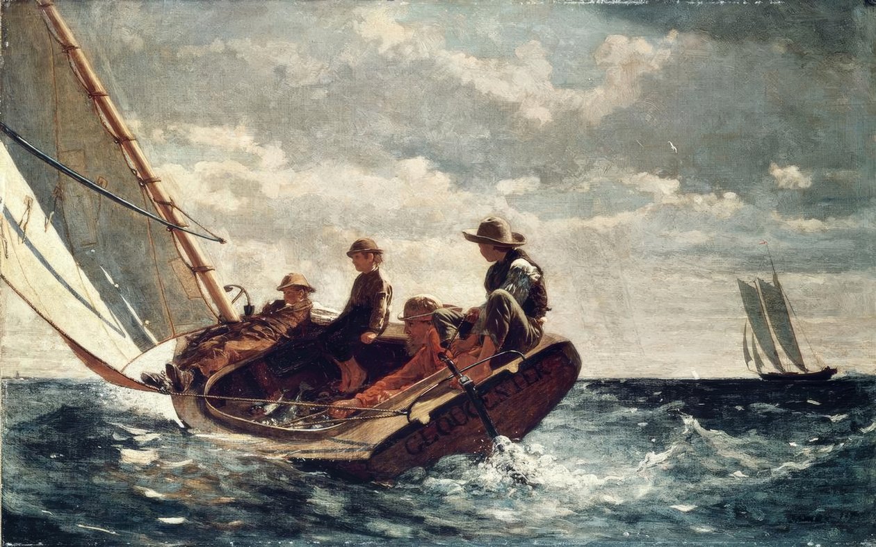 Breezing Up (A Fair Wind) – 1876 – 61,5 × 97 cm – olje på lerret av Winslow Homer
