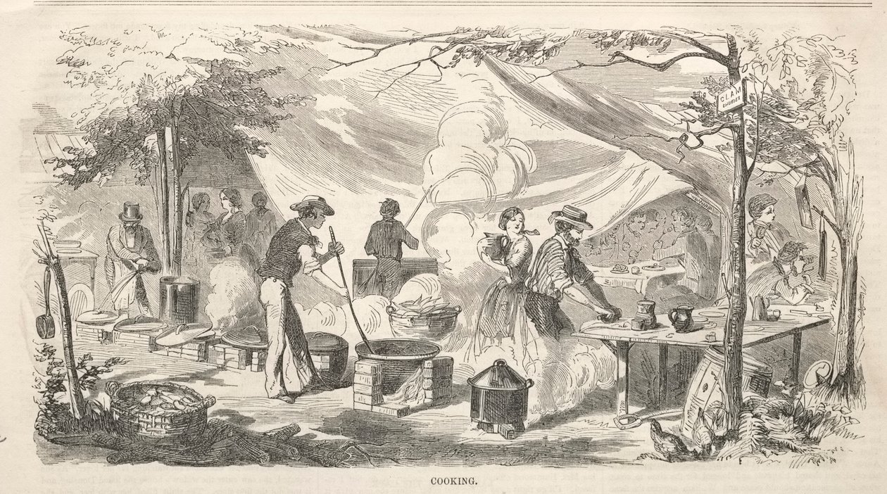 Camp Meeting Sketches: Cooking, 1858. av Winslow Homer