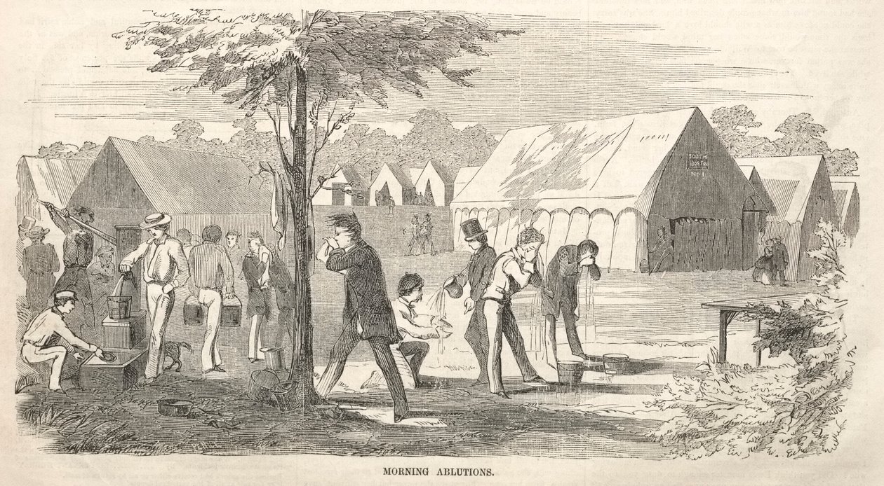 Camp Meeting Skisser: Morning Ablutions, 1858. av Winslow Homer