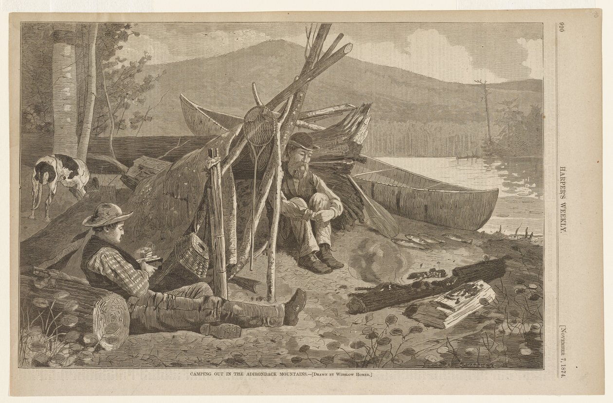 Camping i Adirondackfjellene av Winslow Homer
