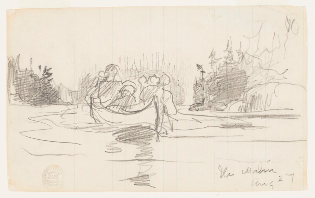 Kano med tre menn, Ile Maligne, Quebec av Winslow Homer