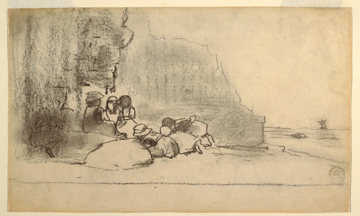 Barn som leker ved sjøen, Cullercoats, England av Winslow Homer