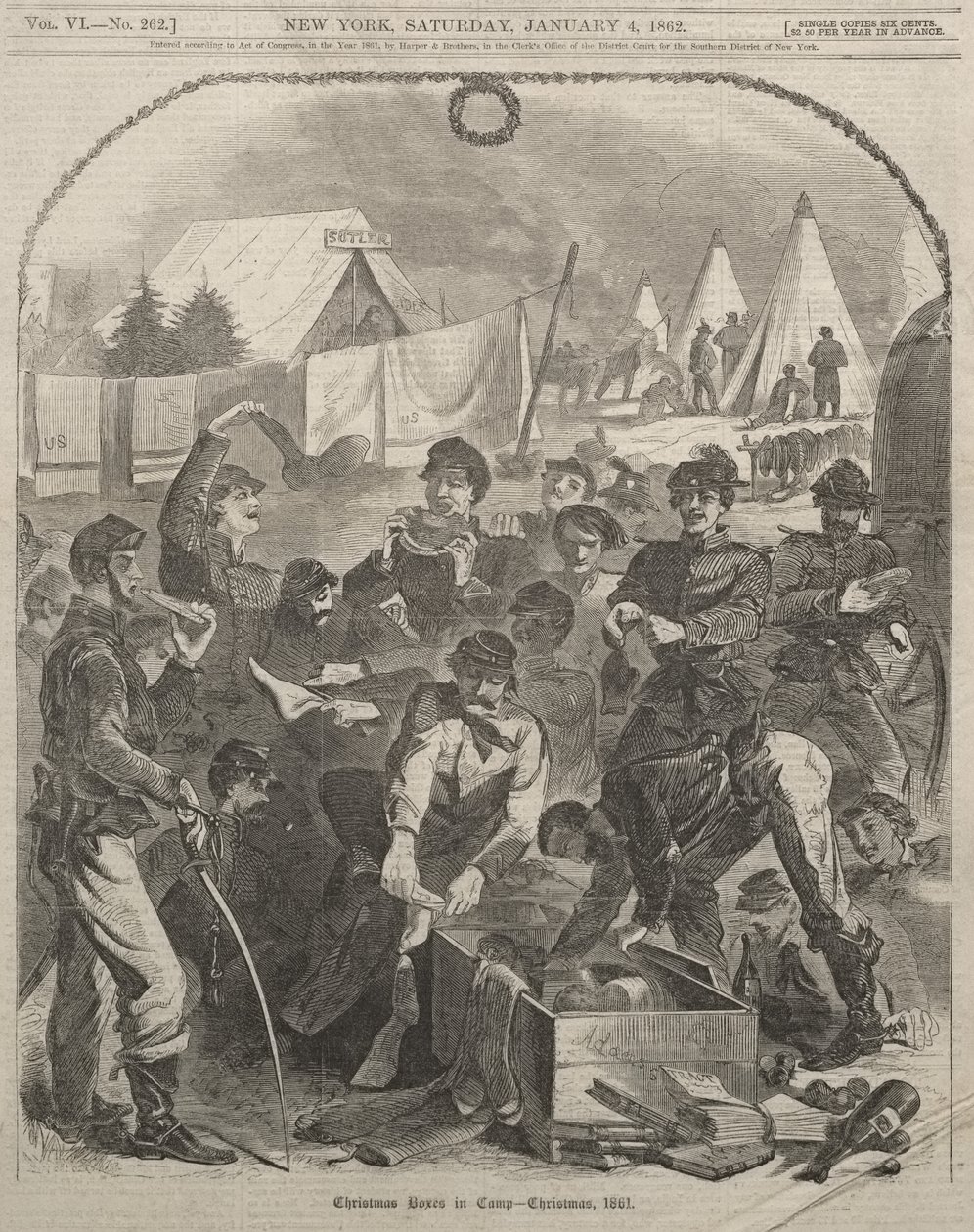Julepakker i leiren – julen 1861 av Winslow Homer