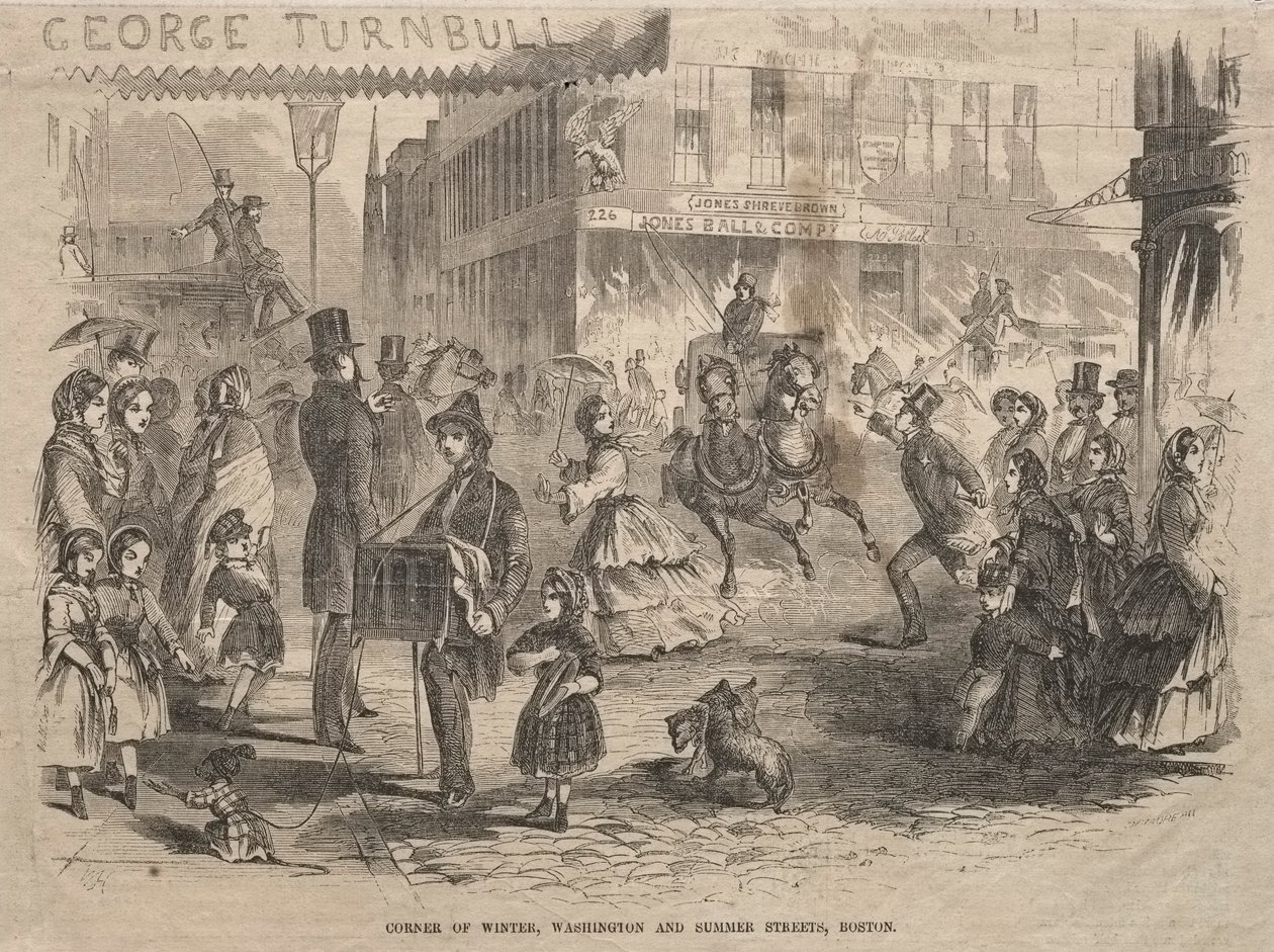 Corner Winter, Washington og Summer Streets, Boston, 1857. av Winslow Homer