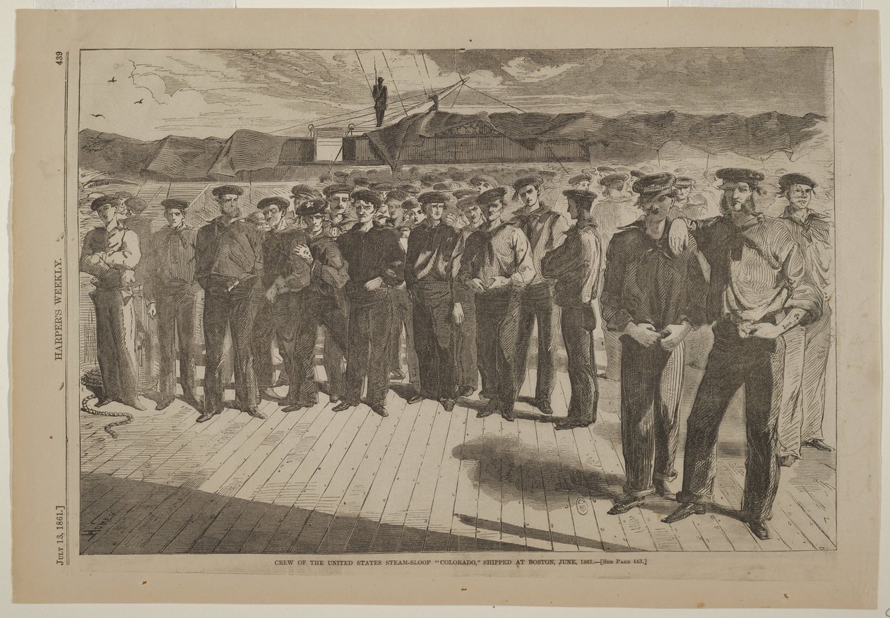 Mannskapet på den amerikanske dampsluppen Colorado, innrullert i Boston, juni 1861 av Winslow Homer