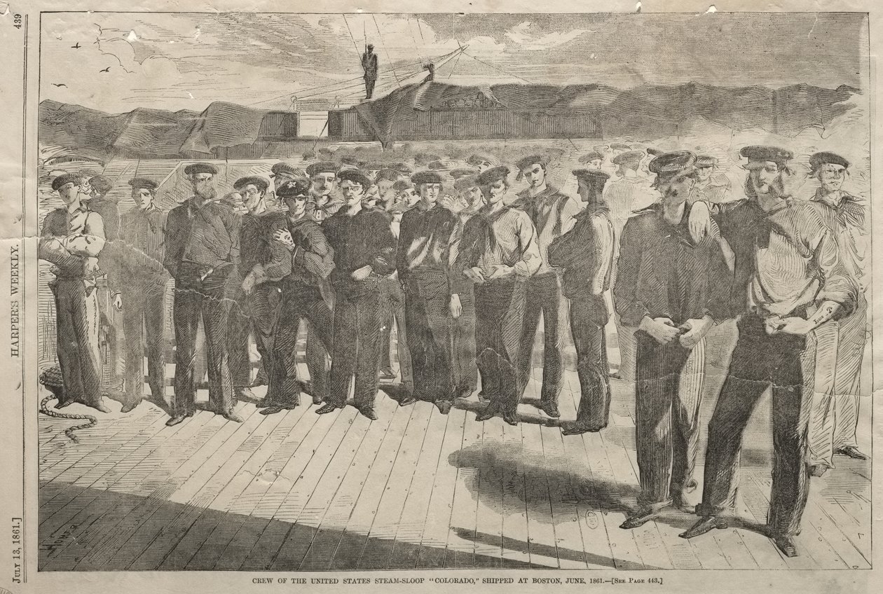 Mannskapet på den amerikanske dampsloopen «Colorado», som ble sendt ut fra Boston i juni 1861 av Winslow Homer
