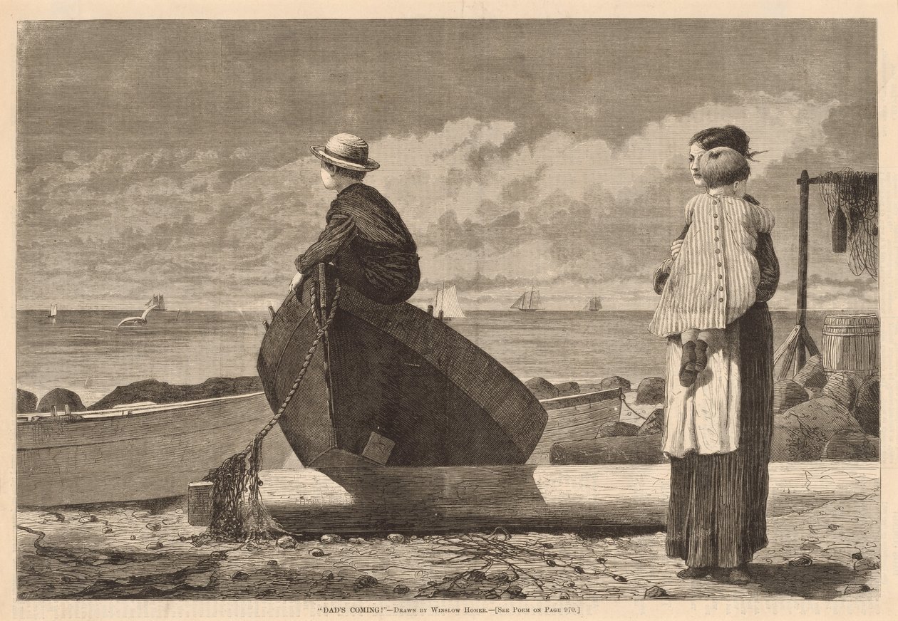 Pappa kommer!, utgitt 1873. av Winslow Homer