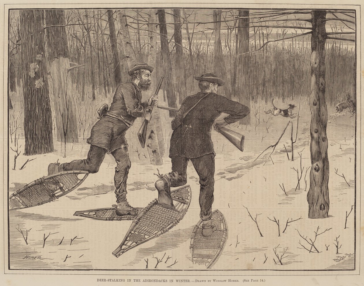 Deer-Stalking in the Adirondacks in Winter, utgitt 1871. av Winslow Homer