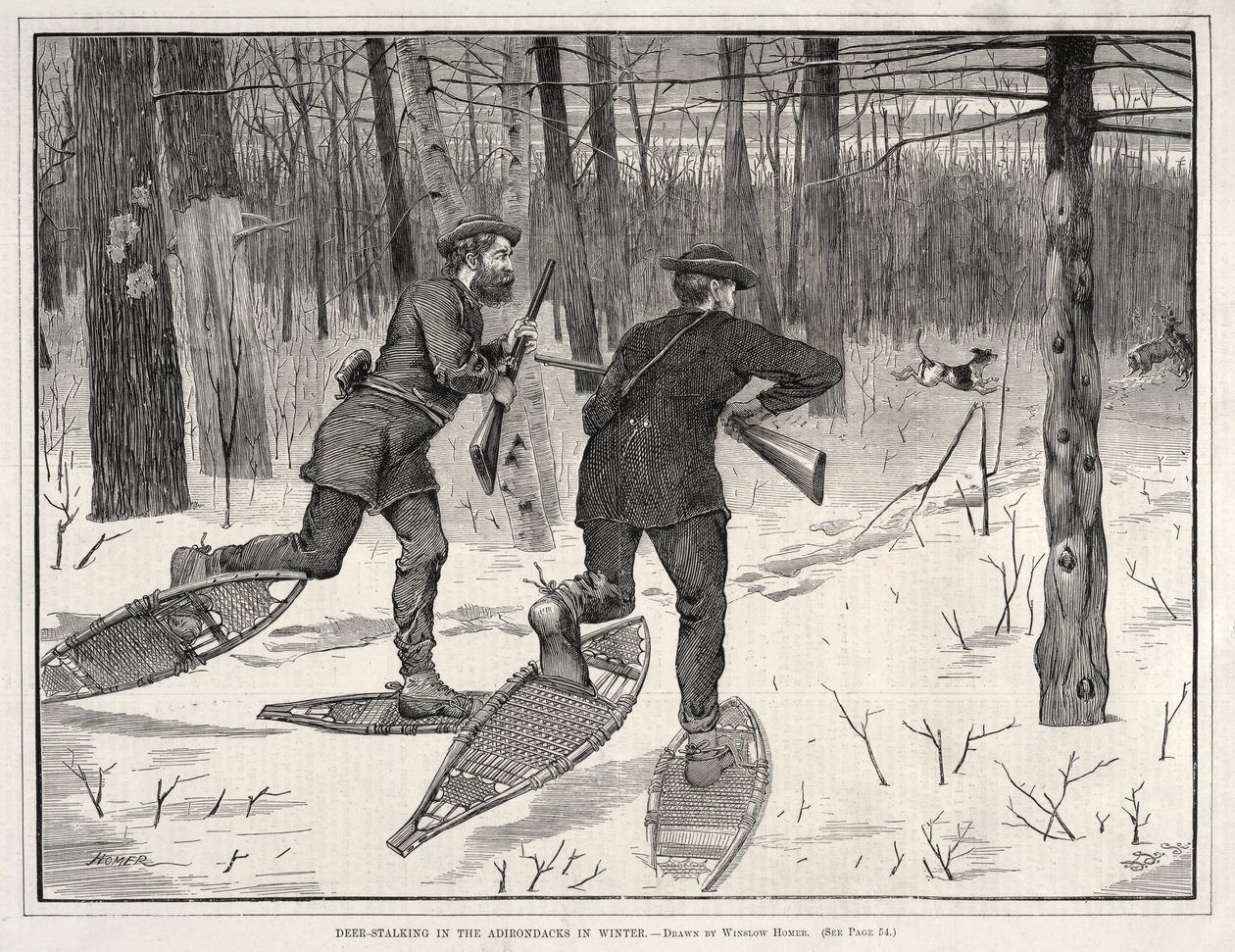 Jakt på hjort i Adirondacks om vinteren av Winslow Homer