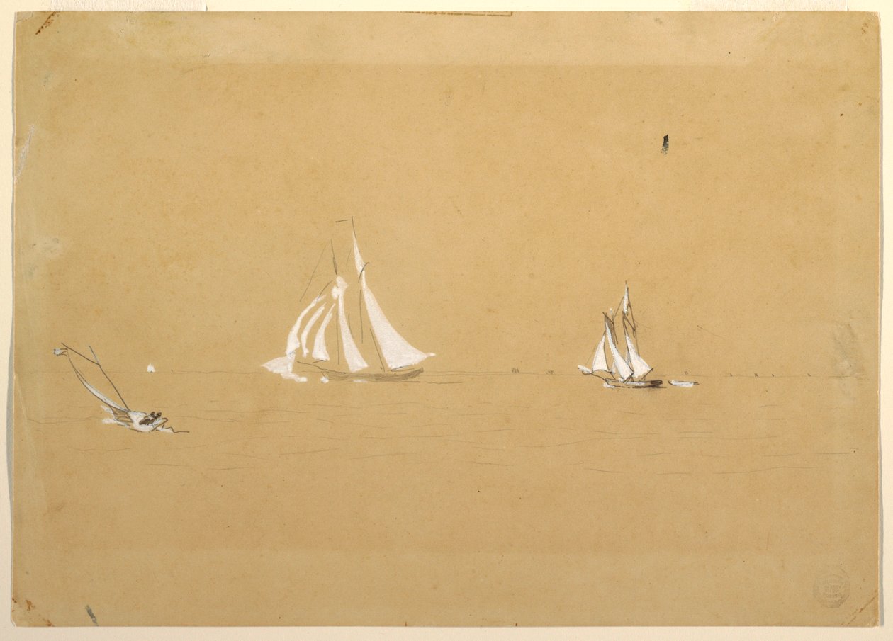 Tegning, to skonnerter, 1880 av Winslow Homer