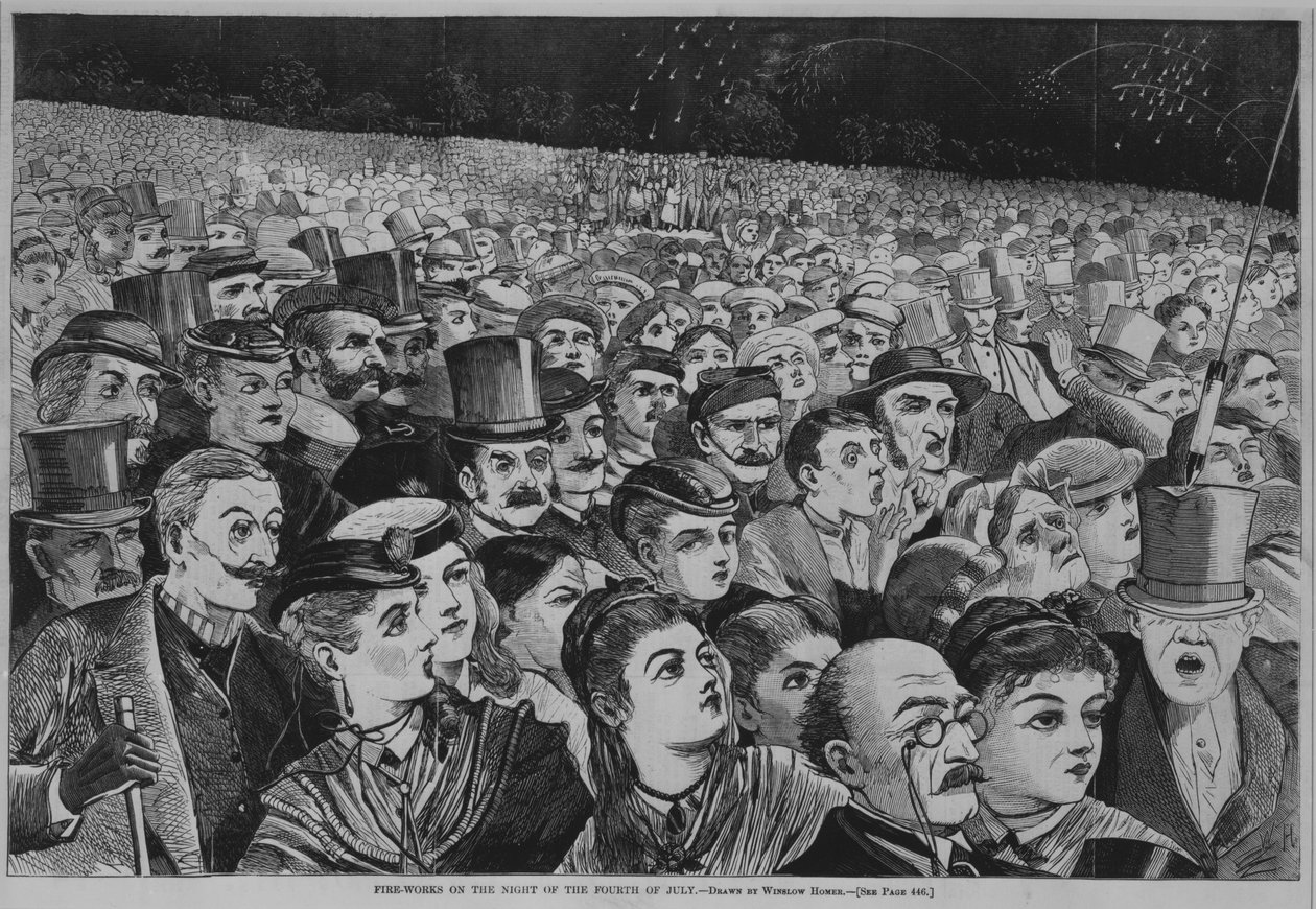 Fire-works on the Night of the Fourth of July, 1868 (tregravering) av Winslow Homer