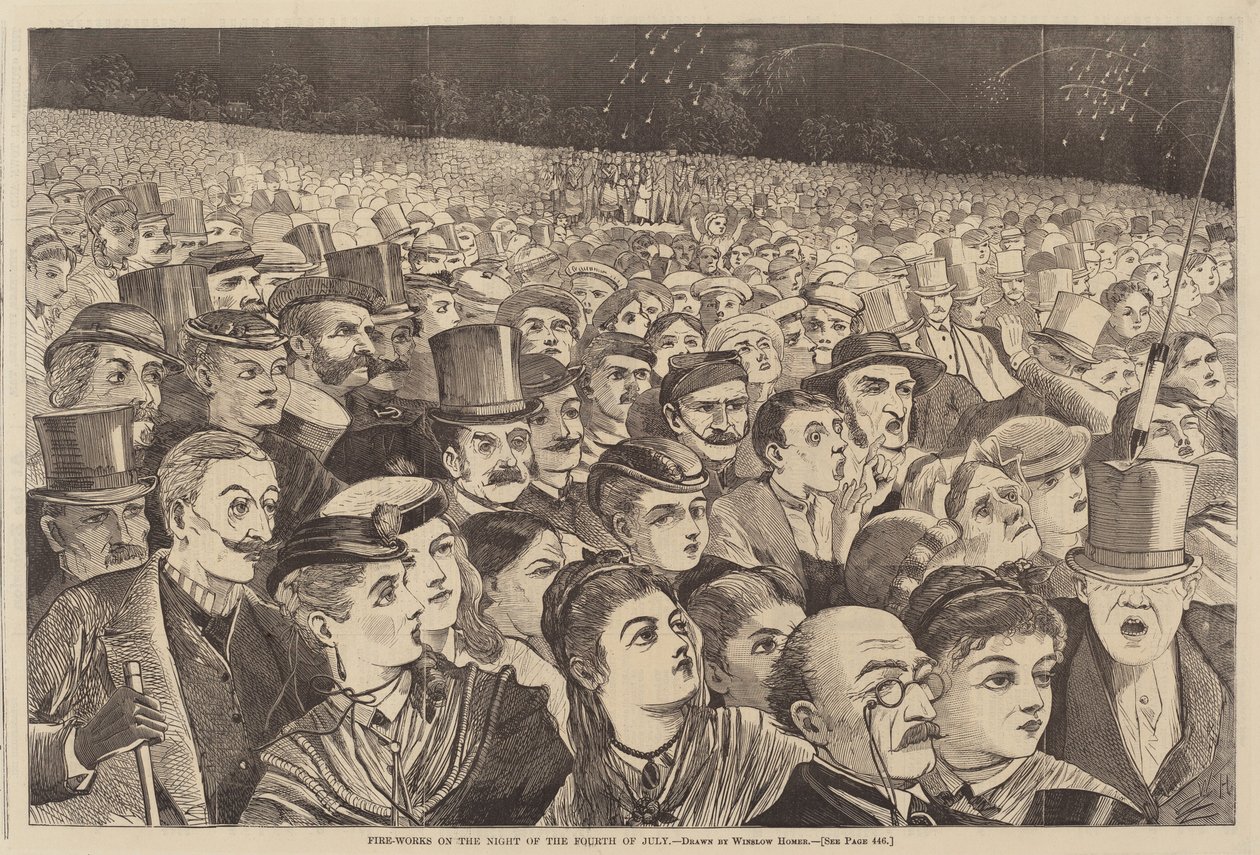 Fire Works on the Night of the Fourth of July, publisert 1868. av Winslow Homer