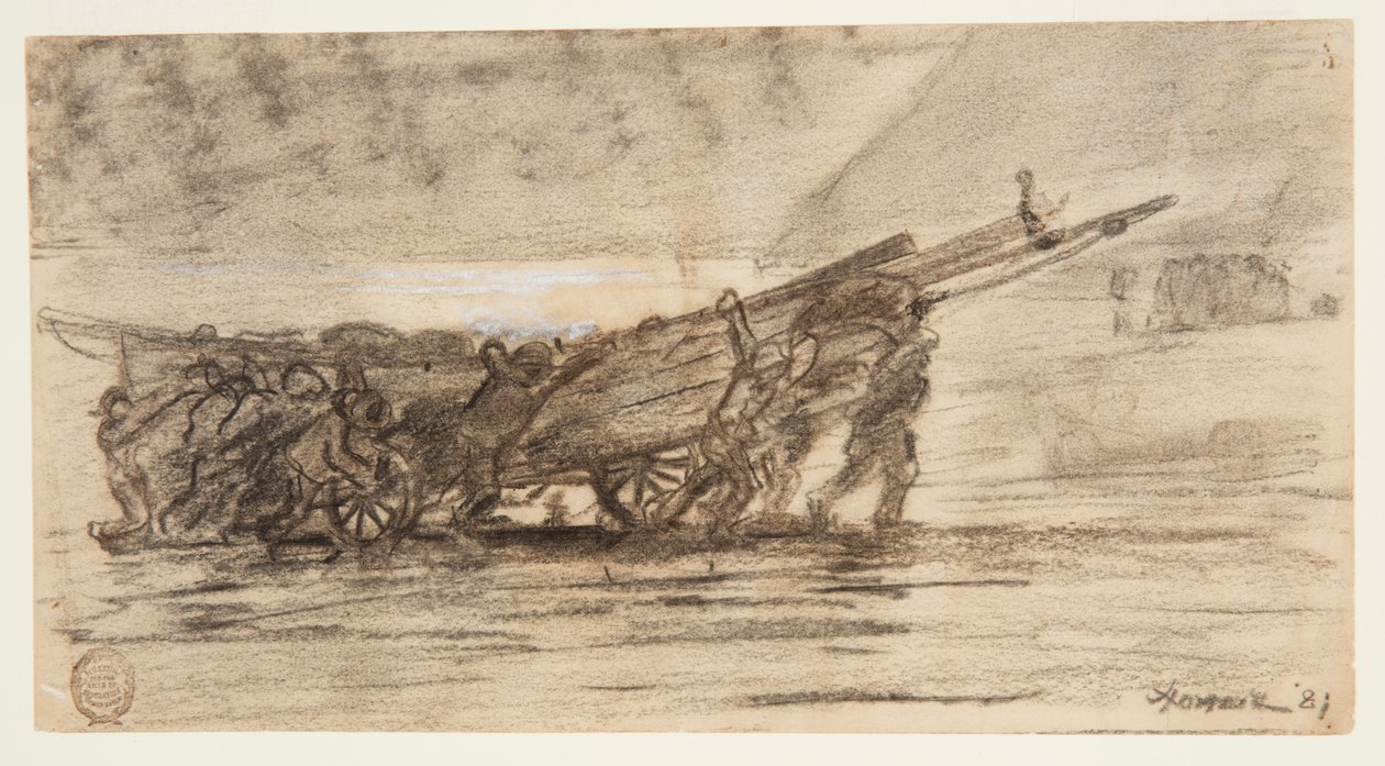 Fiskere som strander en båt, Cullercoats, England av Winslow Homer