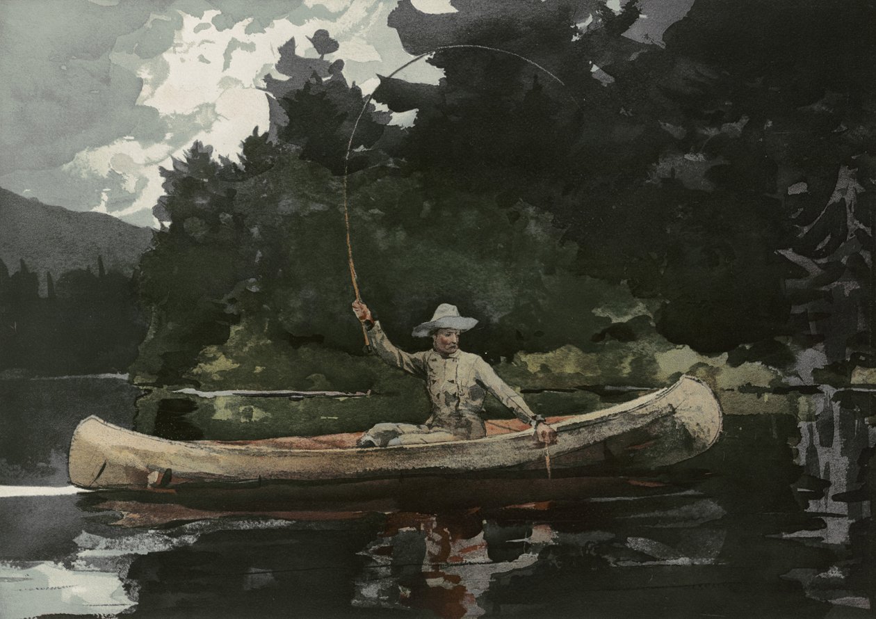 Fishing in the North Woods, utgitt av L. Prang & Co., 1896 av Winslow Homer