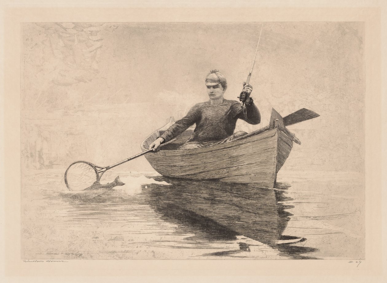 Fluefiske, Saranac Lake av Winslow Homer